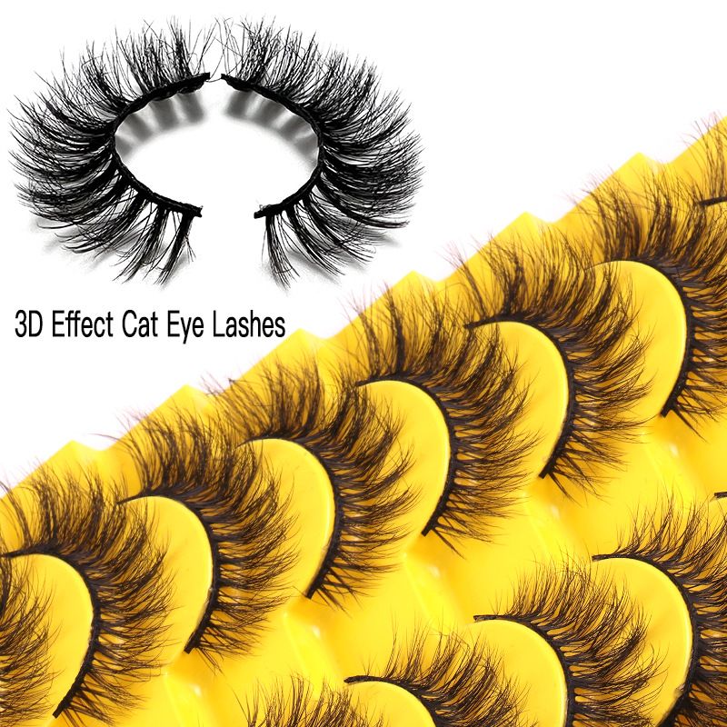 Mink Lashes Volume False Eyelashes 18mm Thick Fake Lashes 8D Volume Cat Eye Lashes Natural Look Like Lash Extension 10Pairs Pack