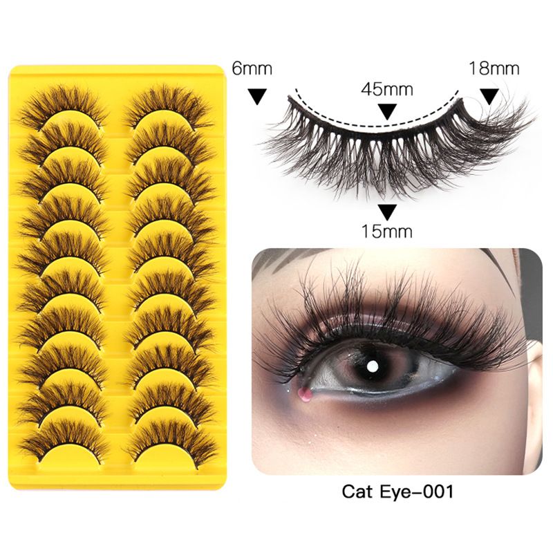 Mink Lashes Volume False Eyelashes 18mm Thick Fake Lashes 8D Volume Cat Eye Lashes Natural Look Like Lash Extension 10Pairs Pack