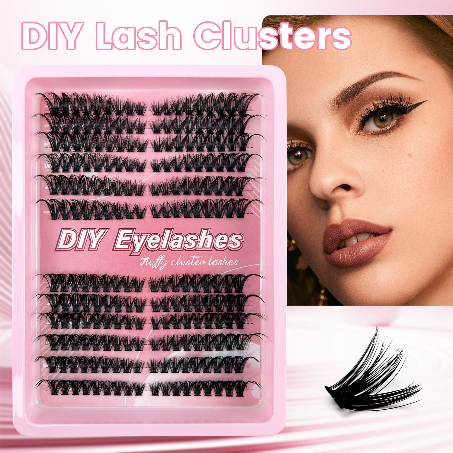 Lash Clusters Kit - Stunning Natural Black 60D Volume Eyelash Extensions, 216 Pcs Individual Lashes 8-16mm, D Curl Thick Cluster Lashes for Gorgeous Eyes