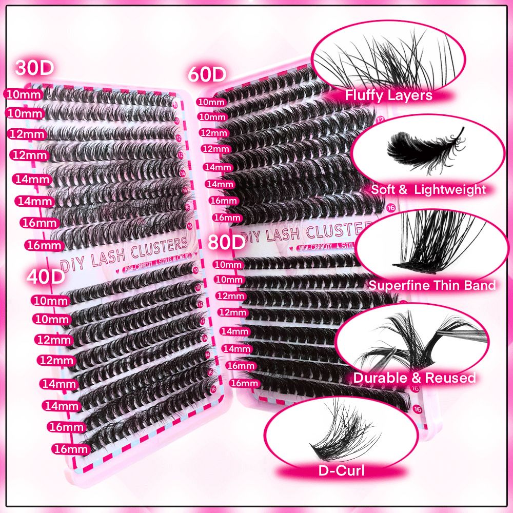 False eyelashes DIY single cluster 80P thick curling and the United States hot melt 30P40P32-row false eyelash glue set 60P80P thick segmented eyelashes 30P40P50P mixed eyelash natural large-capacity