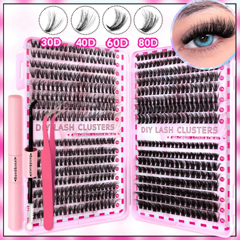 False eyelashes DIY single cluster 80P thick curling and the United States hot melt 30P40P32-row false eyelash glue set 60P80P thick segmented eyelashes 30P40P50P mixed eyelash natural large-capacity