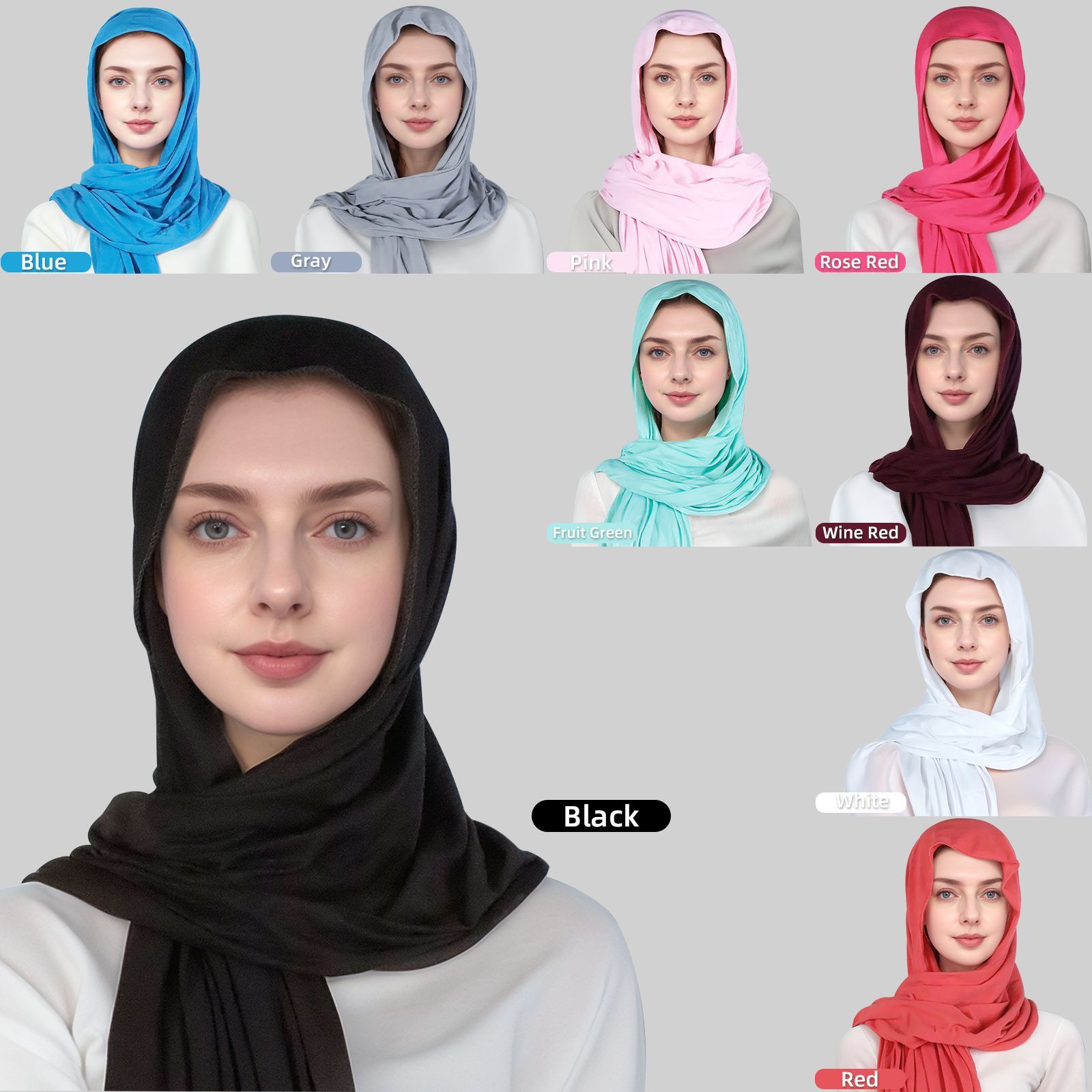 Jersey solid color milk silk scarf female classic Joker modal long scarf monochrome scarf women hat muslim braid head scarf turban head wrap ramadan hair loss islamic headwear arab fashion