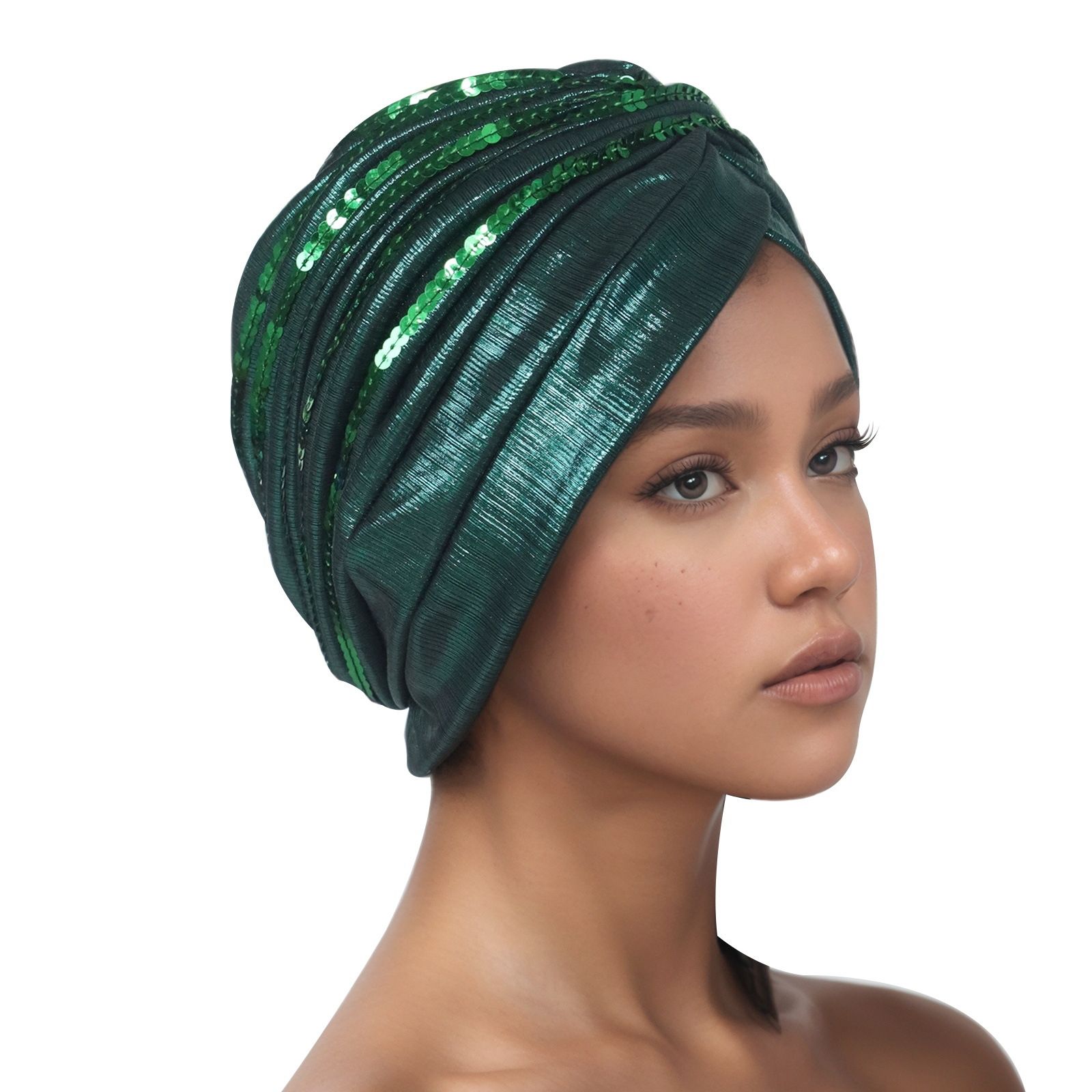 Traditional South American Muslim black hooded hat embroidered nail drill leisure hooded hat cotton solid folds muslim turban scarf women islamic inner hijab caps Arab wrap head hats mujer