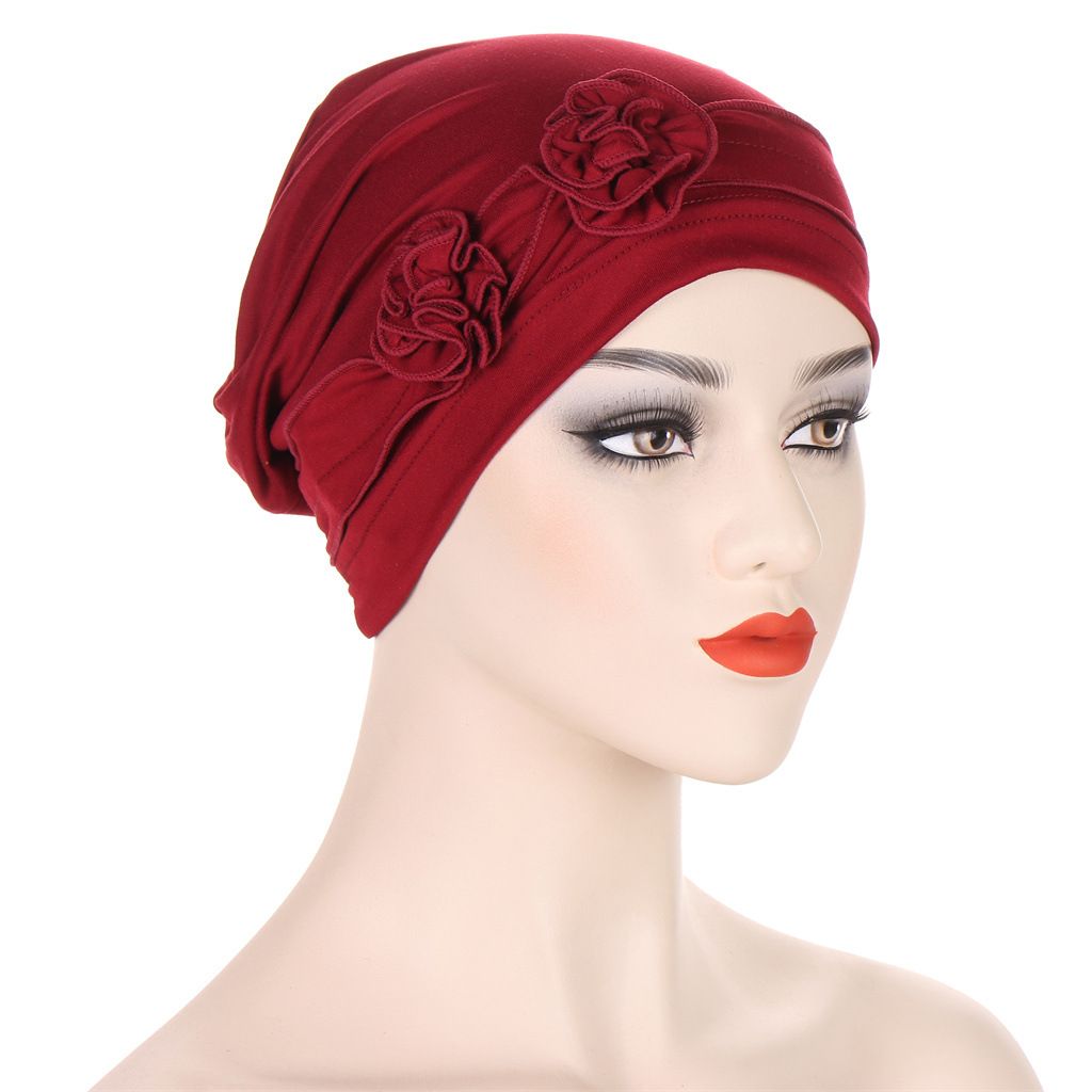 9 Colors Muslim Women Elastic Turban Beanie Soft Cotton Hijab Hat Cap Women Headscarf Hat Sleeping Bonnet Night Sleep Hair Caps Silky Bonnet Satin Adjust Head Cover Hat For Curly Springy Hair Styling