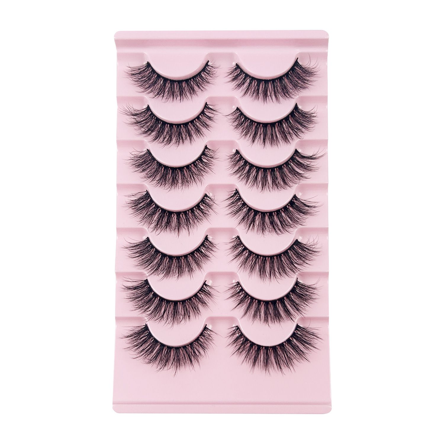 Wispy False Eyelashes Natural Look Short Mink Lashes 3D Faux Mink Eyelashes 7 Pairs Pack