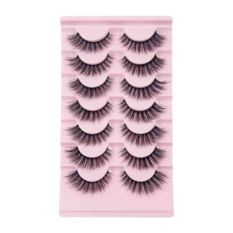 Wispy False Eyelashes Natural Look Short Mink Lashes 3D Faux Mink Eyelashes 7 Pairs Pack