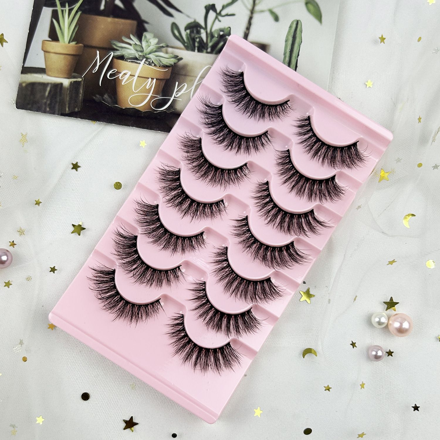 Wispy False Eyelashes Natural Look Short Mink Lashes 3D Faux Mink Eyelashes 7 Pairs Pack