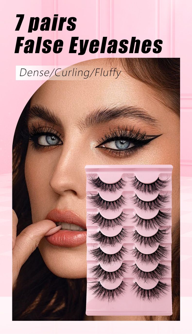Wispy False Eyelashes Natural Look Short Mink Lashes 3D Faux Mink Eyelashes 7 Pairs Pack