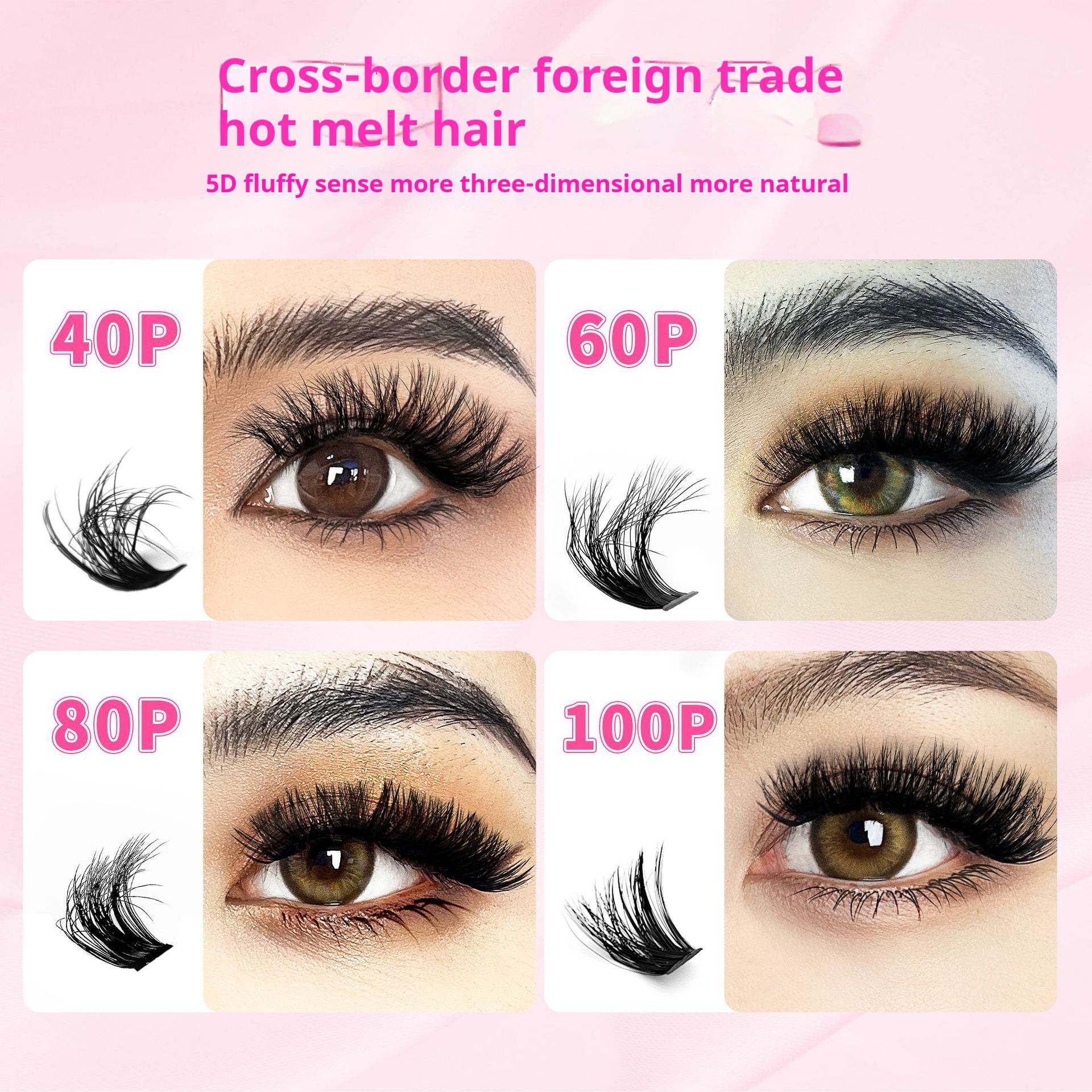 DIY Fake Eyelashes Extension Kit false eyelashes Eyes Makeup Super Soft Full Dense Lashes Natural Cosmetics Make-up forFluffy 5D effect hot melt false eyelashes 60D80D wild thick soft false eyelashes.
