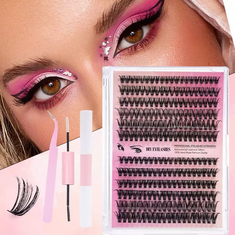 False Eyelashes Clusters, Includes 20 Clusters 10-16mm Mix Cluster Lashes, Natural Look Wispy Wisps, DIY Lash Extension Kit for Home