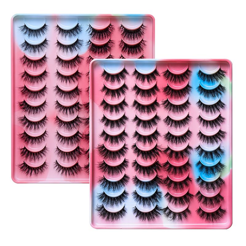 Lashes Mink False Eyelashes 20MM Long Dramatic Fake Eye Lashes， 5D Wispy Eyelashes Russian Strip Lashes Multipack 20 Pairs