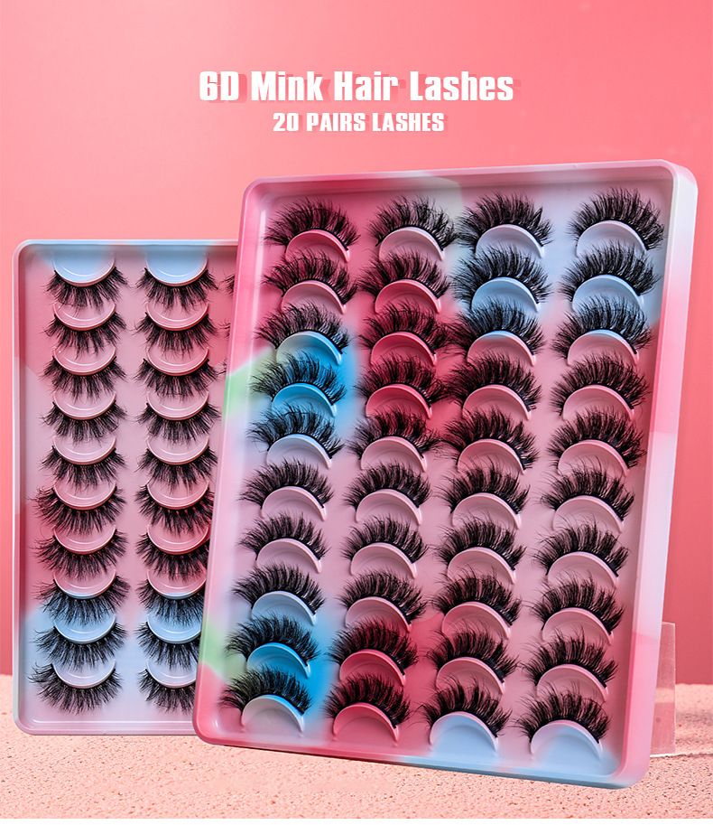 Lashes Mink False Eyelashes 20MM Long Dramatic Fake Eye Lashes， 5D Wispy Eyelashes Russian Strip Lashes Multipack 20 Pairs