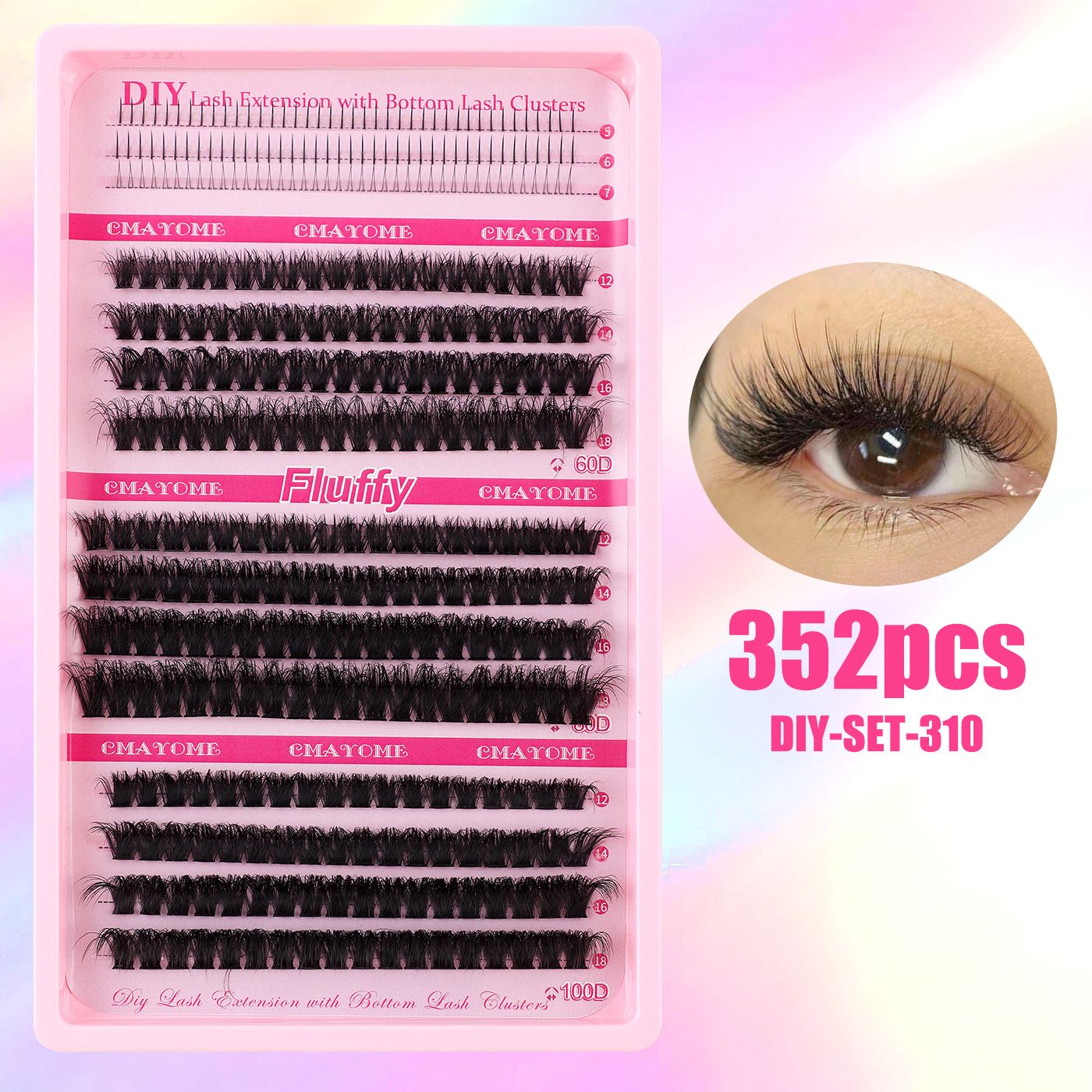 Color false eyelash extension set single cluster DIY Halloween segmented eyelashes DIY Sectional 30D+40D False Eyelashes Hot-melt single cluster segmented eyelashes 60D80D 100D eyelashes combination
