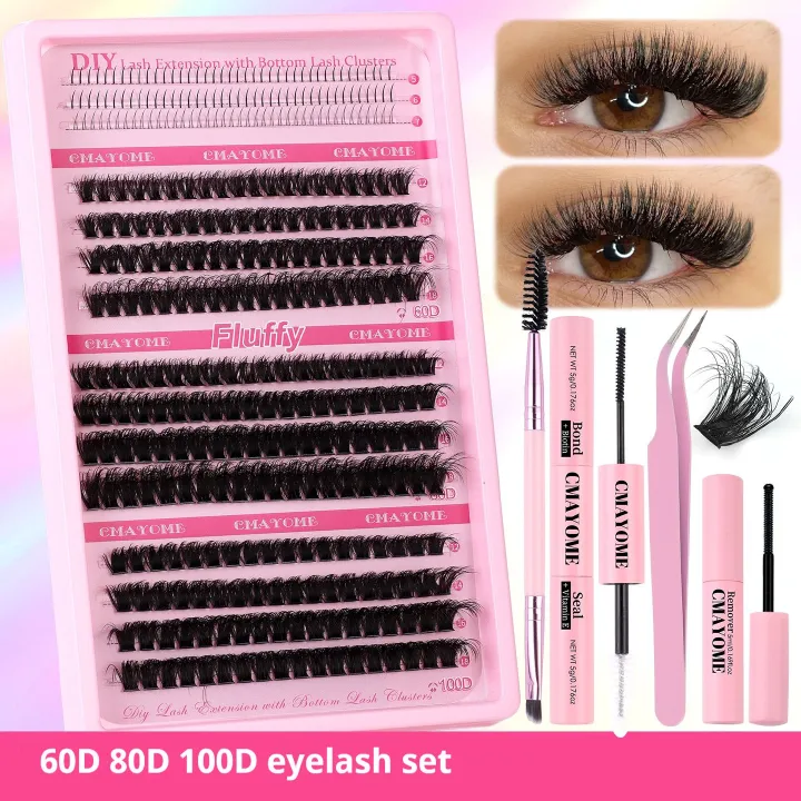 Color false eyelash extension set single cluster DIY Halloween segmented eyelashes DIY Sectional 30D+40D False Eyelashes Hot-melt single cluster segmented eyelashes 60D80D 100D eyelashes combination