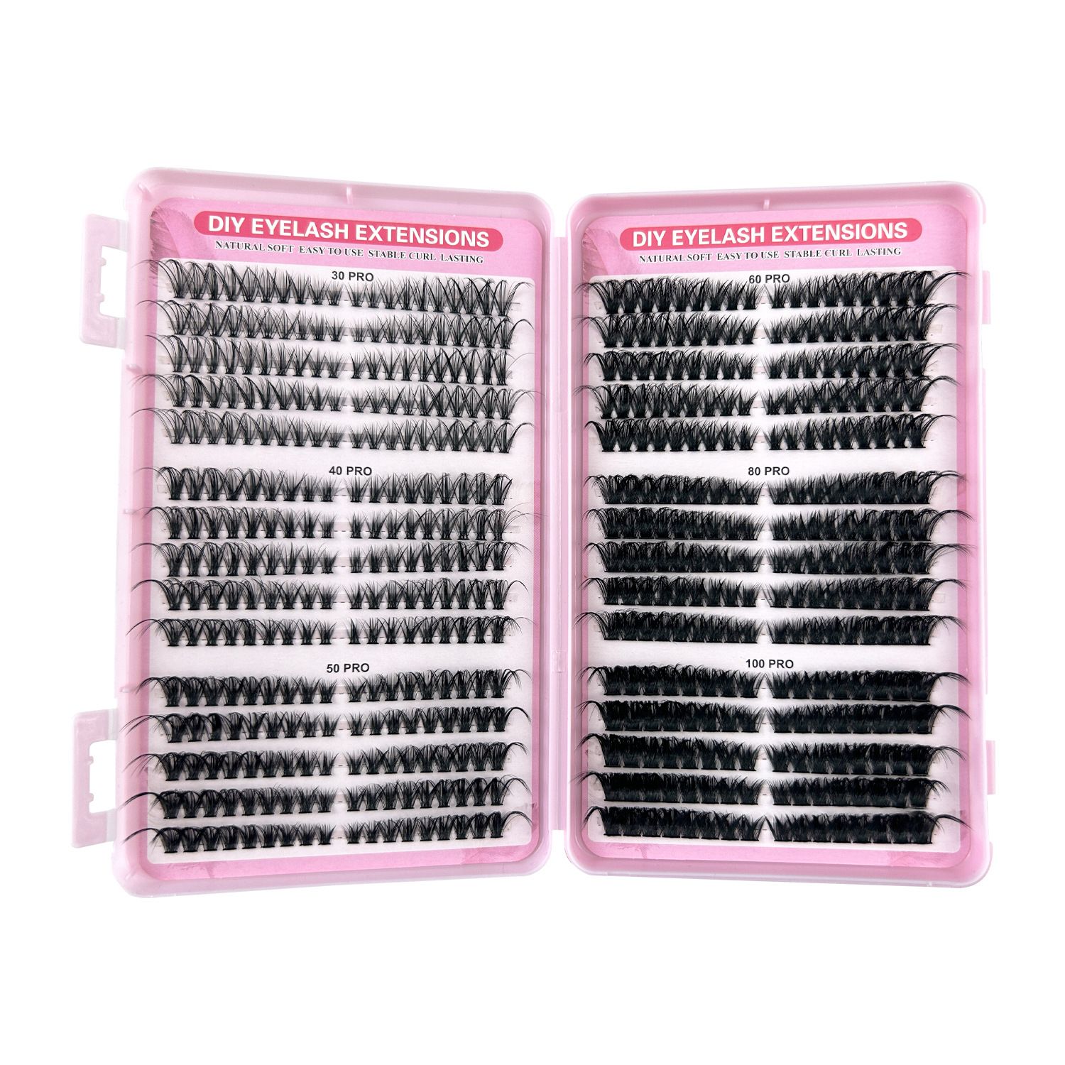 DIY Volume Lash Clusters Thick Eyelash Extension Kit， Individual Lashes Thin Band Lash Bond and Seal Lash Tweezers