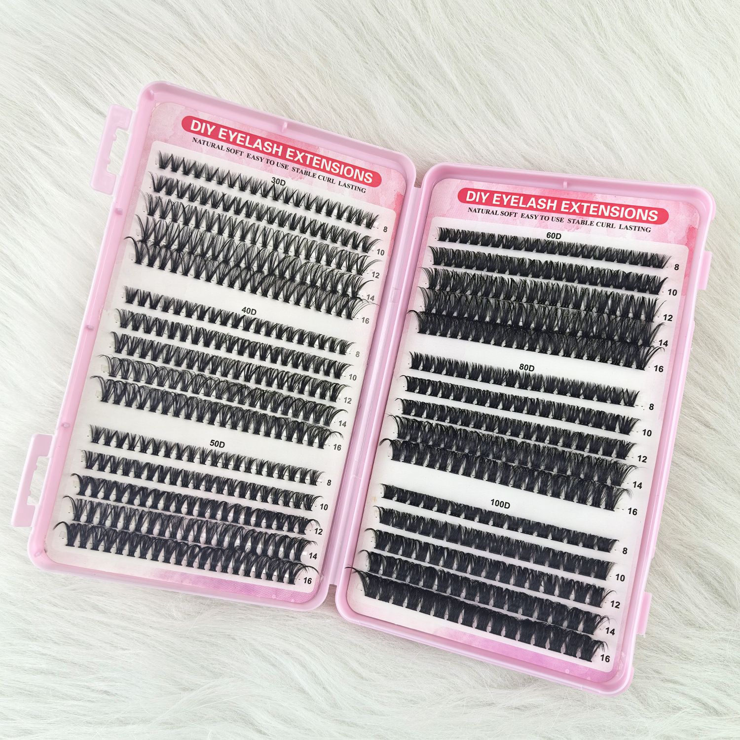 DIY Volume Lash Clusters Thick Eyelash Extension Kit， Individual Lashes Thin Band Lash Bond and Seal Lash Tweezers