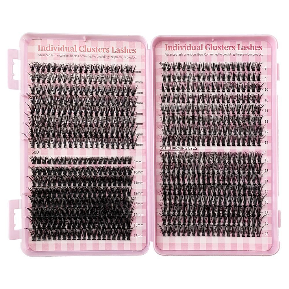 DIY Volume Lash Clusters Thick Eyelash Extension Kit， Individual Lashes Thin Band Lash Bond and Seal Lash Tweezers