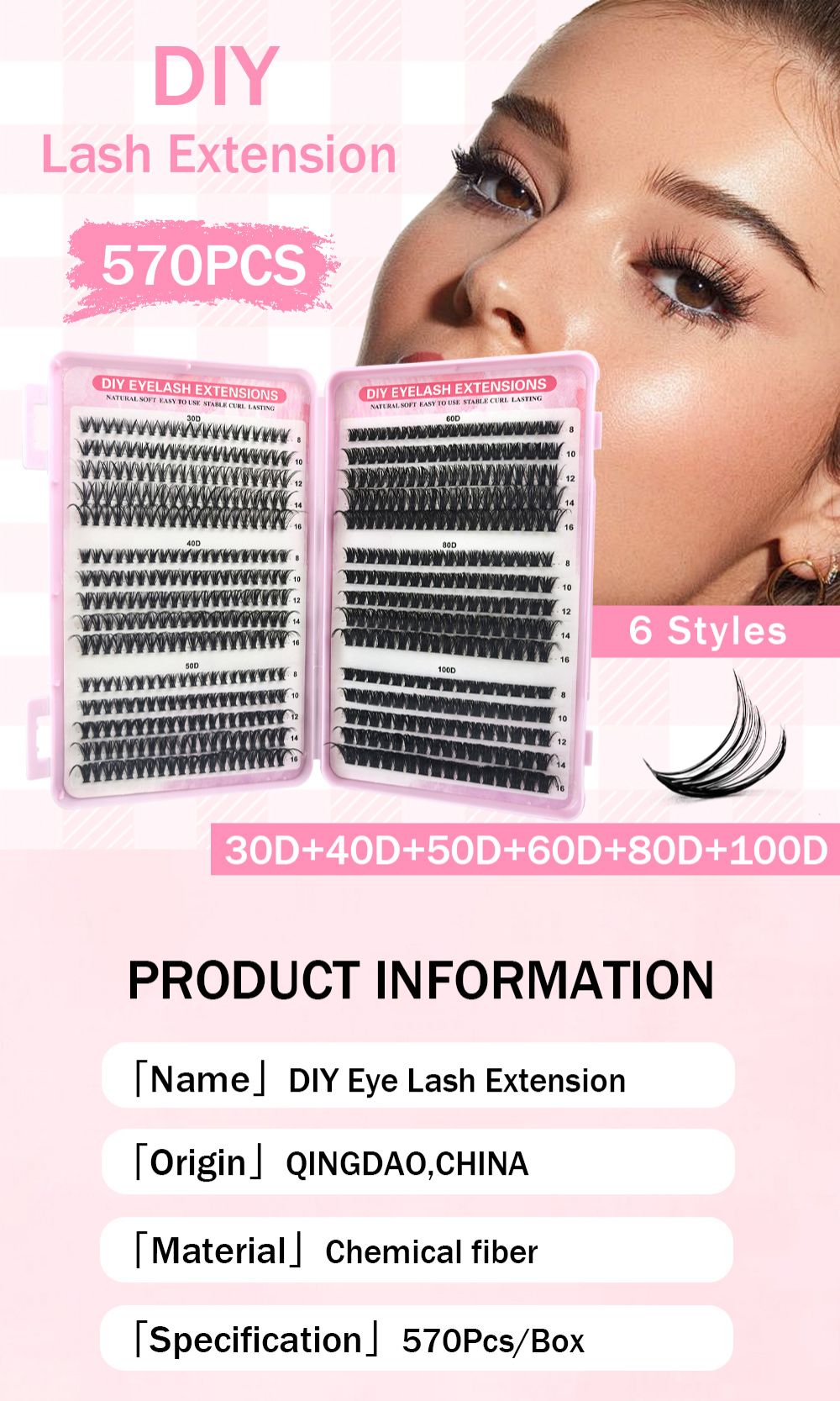 DIY Volume Lash Clusters Thick Eyelash Extension Kit， Individual Lashes Thin Band Lash Bond and Seal Lash Tweezers