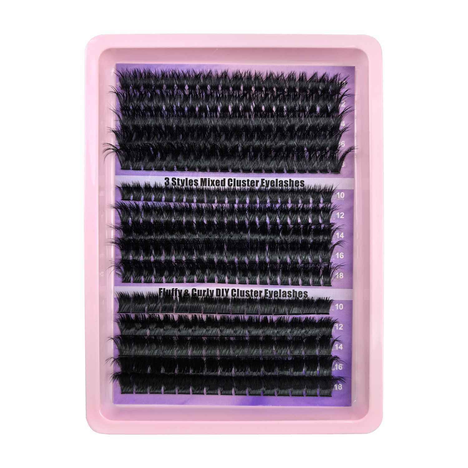 Eyelash Extension Kit 275pcs Individual Eyelashes Kit Cluster Lashes Natural Thick Fluffy Cluster 10-18mm Lash Extension Kit (80D&100D&180D,10-18MIX KIT)
