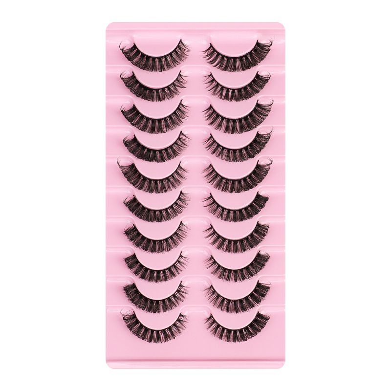 Lashes Nautral Look False Eyelashes 10 Pairs， Russian Strip Lashes Mink Wispy Lashes Pack D-curly Thick Full Volume Cat Eye Lashes Look Like Extensions