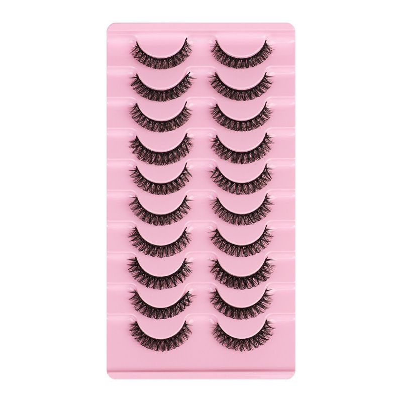 Lashes Nautral Look False Eyelashes 10 Pairs， Russian Strip Lashes Mink Wispy Lashes Pack D-curly Thick Full Volume Cat Eye Lashes Look Like Extensions