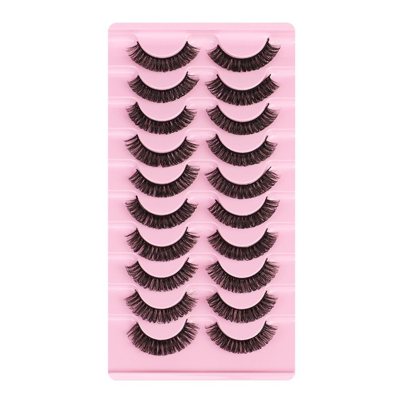 Lashes Nautral Look False Eyelashes 10 Pairs， Russian Strip Lashes Mink Wispy Lashes Pack D-curly Thick Full Volume Cat Eye Lashes Look Like Extensions