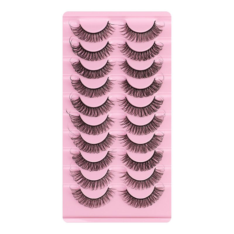 Lashes Nautral Look False Eyelashes 10 Pairs， Russian Strip Lashes Mink Wispy Lashes Pack D-curly Thick Full Volume Cat Eye Lashes Look Like Extensions