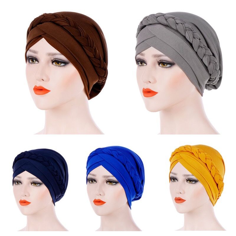 20 colors Turbans for Women African Pre-Tied Head Scarf for Women's Hair bowknot Wraps Cover Beanie Cap Headwear for Women Stretch Head Beanie Cover Twisted Pleated Headwrap Hair Cover Beanie Hats