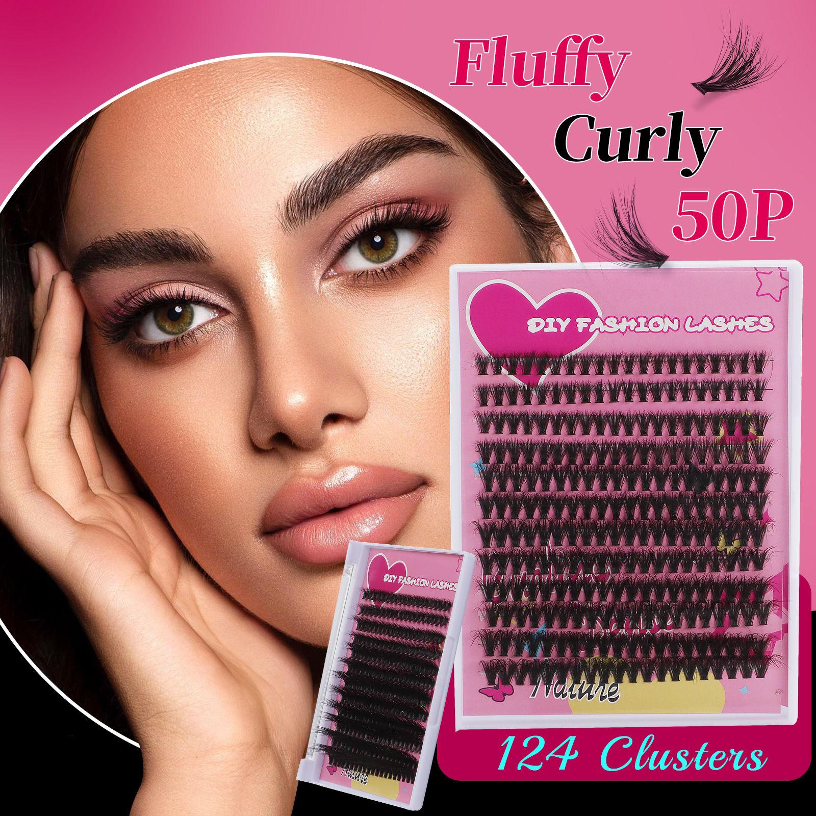 Fluffy Lash Clusters Thick 200D Volume Eyelash Clusters 14-20mm Wispy Individual Lashes D Curly Cluster Eyelash Extensions 240pcs DIY Lash Extension for Beginners