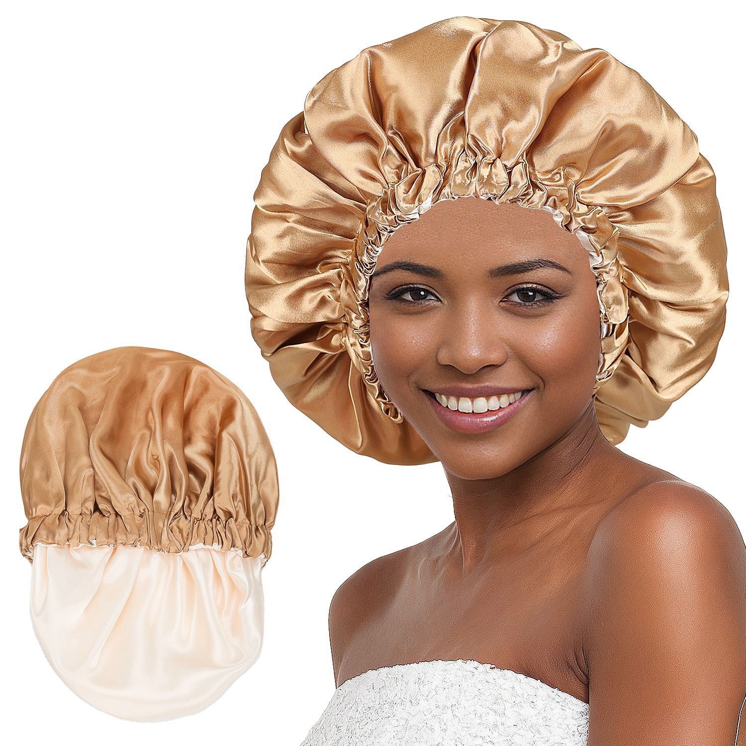 Satin Bonnet Silk Bonnet Hair Bonnet for Sleeping-Slouchy Beanie Hat Satin Sleep Cap for Women's Natural & Curly Hair