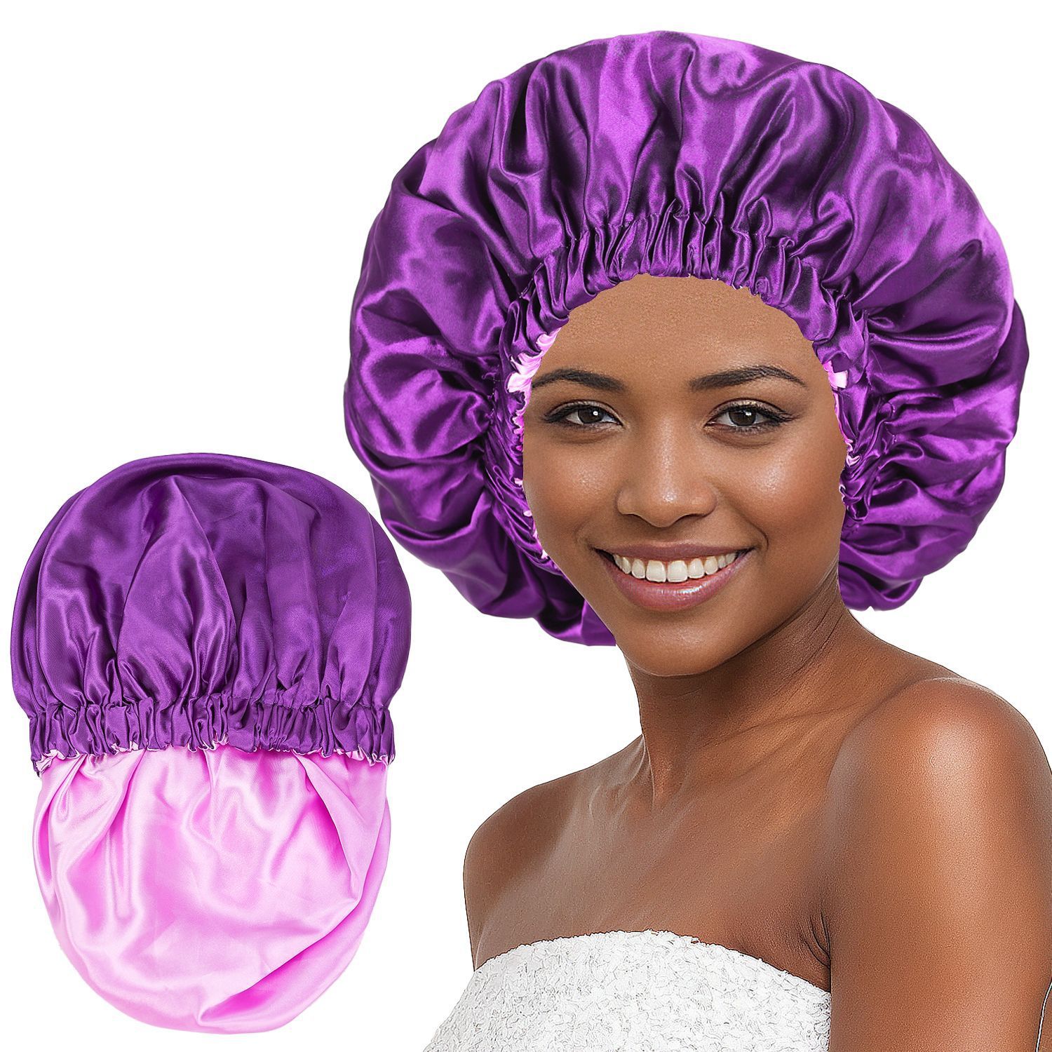 Satin Bonnet Silk Bonnet Hair Bonnet for Sleeping-Slouchy Beanie Hat Satin Sleep Cap for Women's Natural & Curly Hair