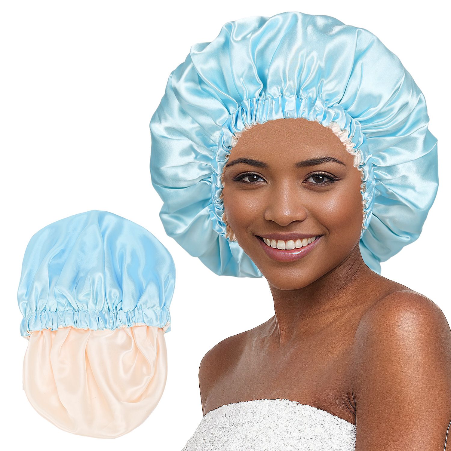 Satin Bonnet Silk Bonnet Hair Bonnet for Sleeping-Slouchy Beanie Hat Satin Sleep Cap for Women's Natural & Curly Hair