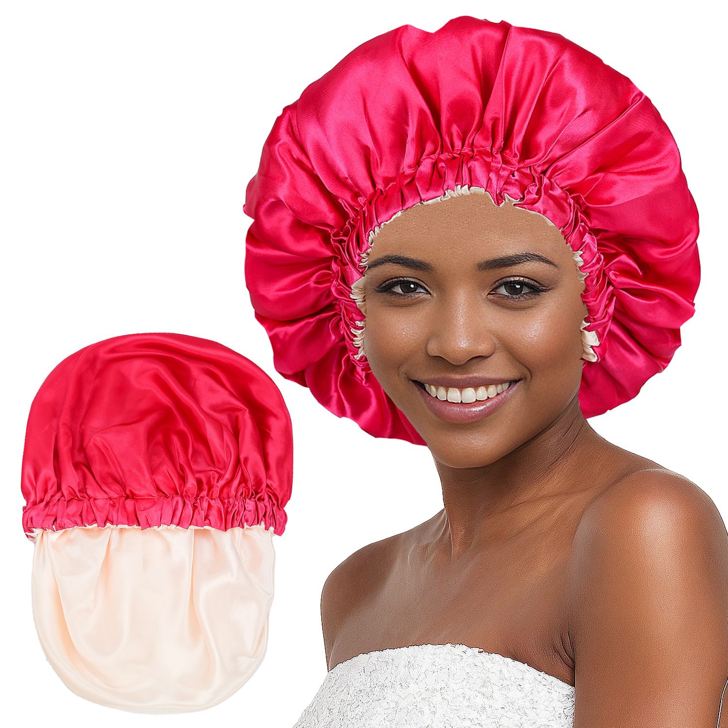 Satin Bonnet Silk Bonnet Hair Bonnet for Sleeping-Slouchy Beanie Hat Satin Sleep Cap for Women's Natural & Curly Hair