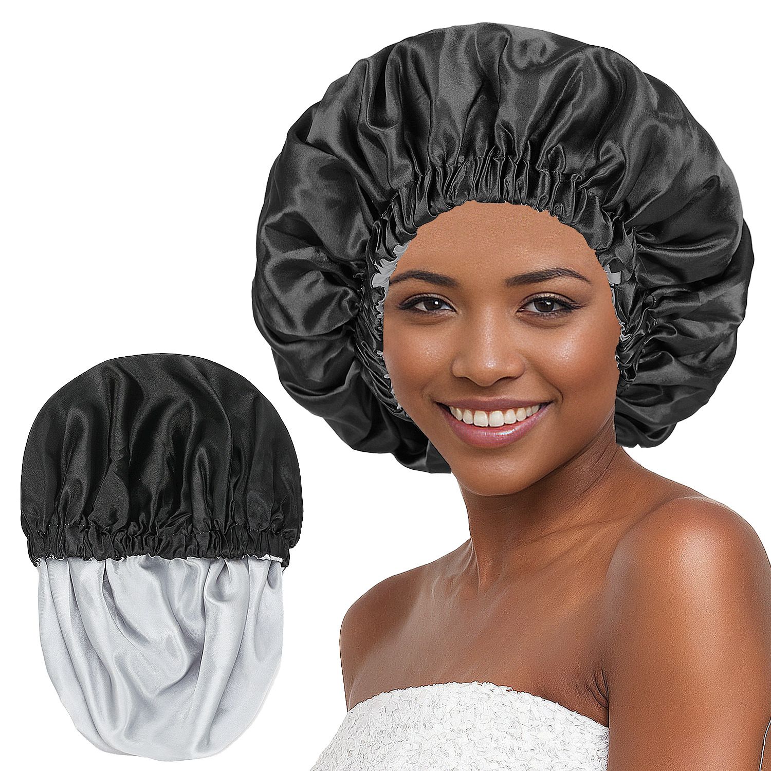Satin Bonnet Silk Bonnet Hair Bonnet for Sleeping-Slouchy Beanie Hat Satin Sleep Cap for Women's Natural & Curly Hair