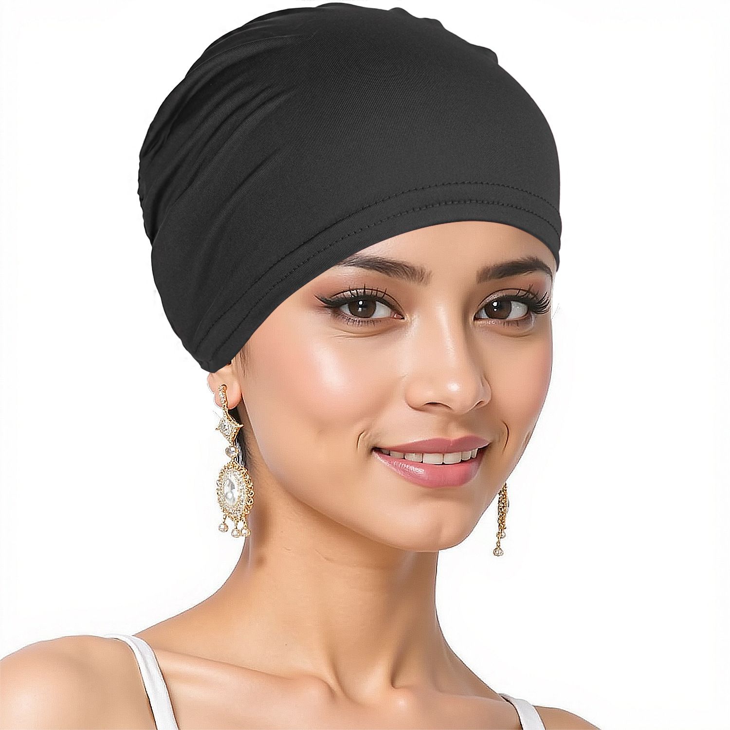 Set Hijab Undercap & Muslim Scarf for Women, Non-Slip Soft Head Scarves, Solid Color Cotton Scarves