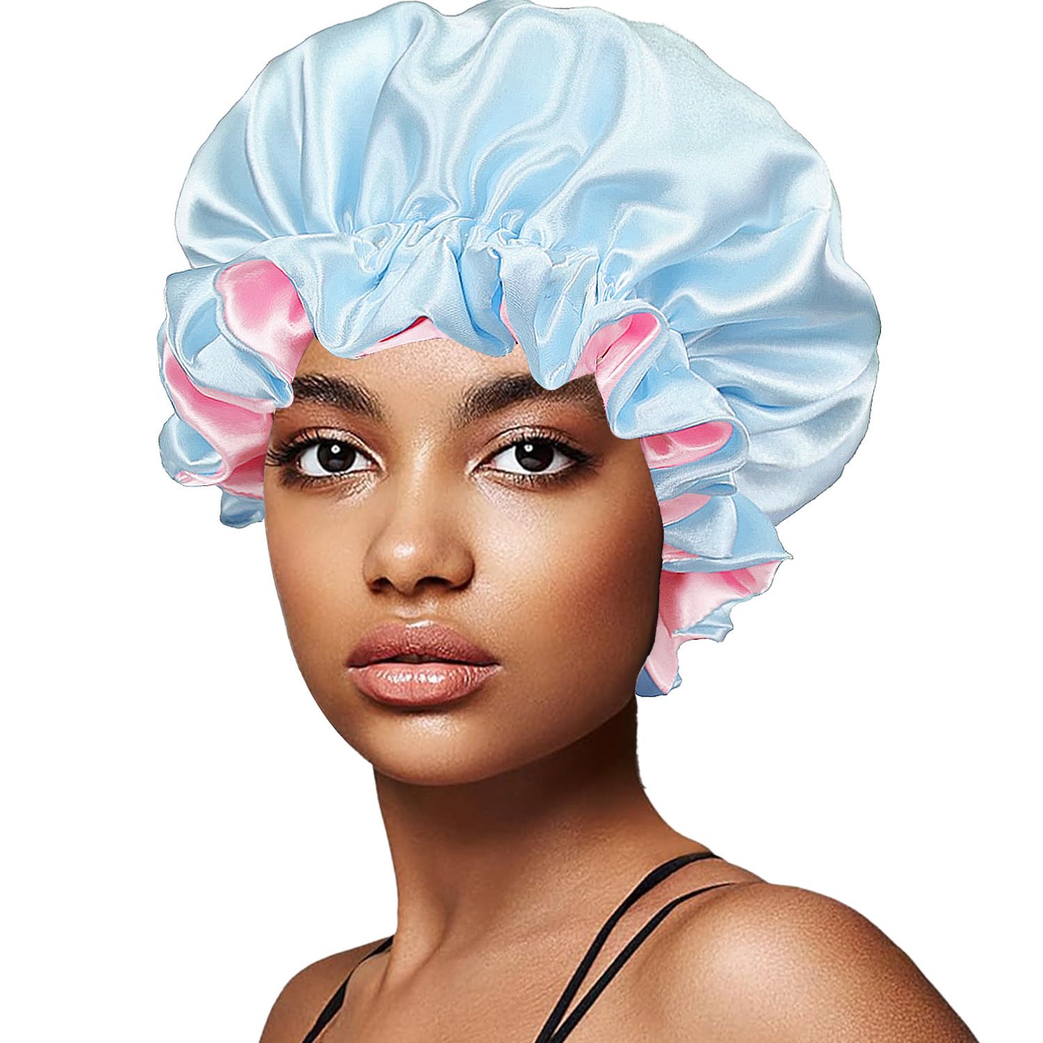 Hair Bonnet for Sleeping, Night Cap with Adjustable Clip, Reversible Hair Bonnet for Women, Silk Satin Bonnet