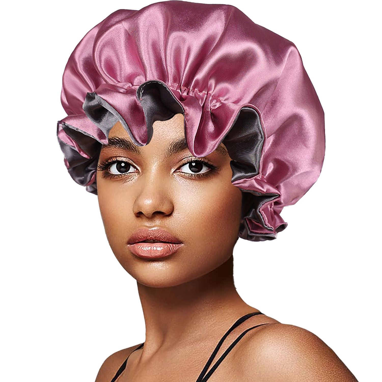 Hair Bonnet for Sleeping, Night Cap with Adjustable Clip, Reversible Hair Bonnet for Women, Silk Satin Bonnet