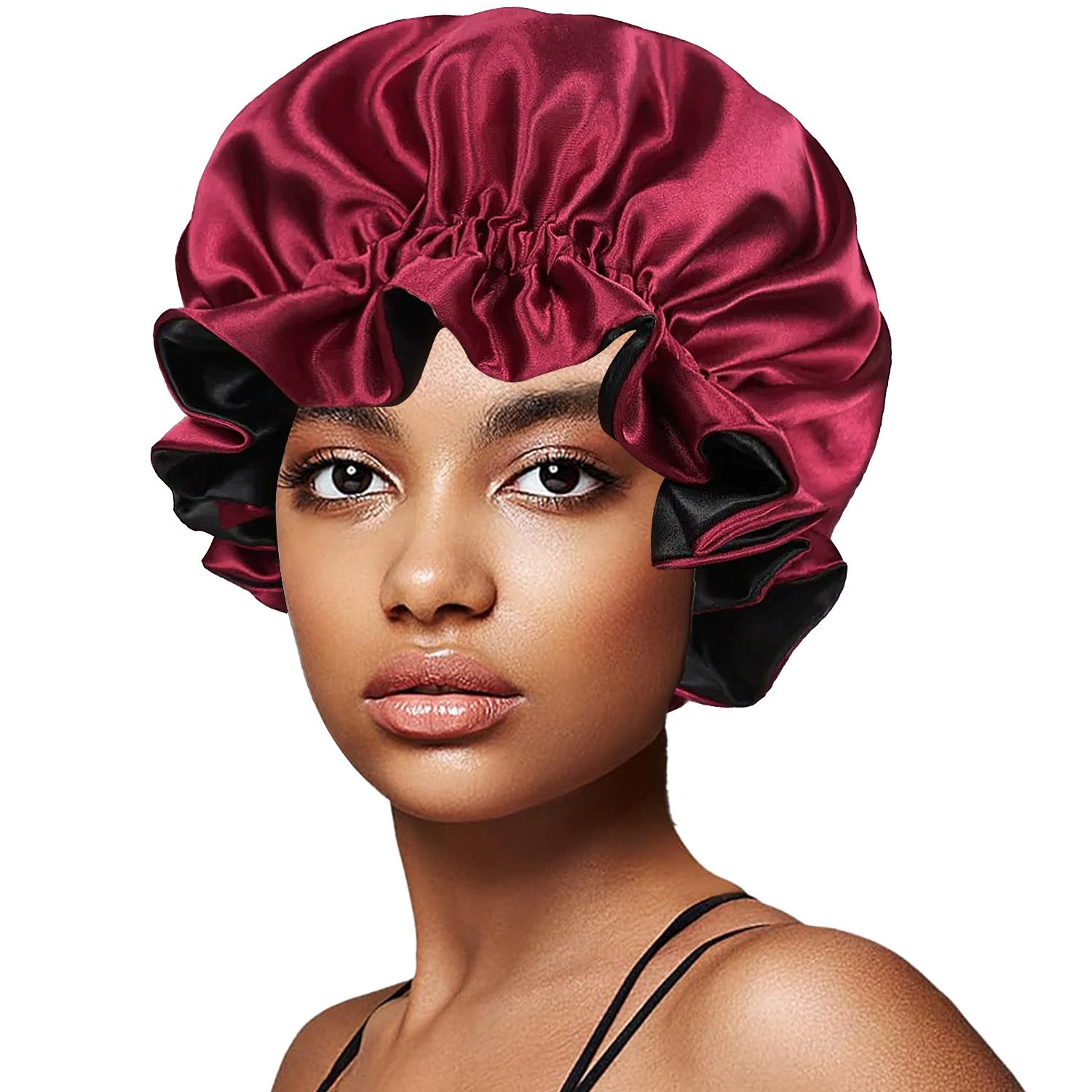 Hair Bonnet for Sleeping, Night Cap with Adjustable Clip, Reversible Hair Bonnet for Women, Silk Satin Bonnet
