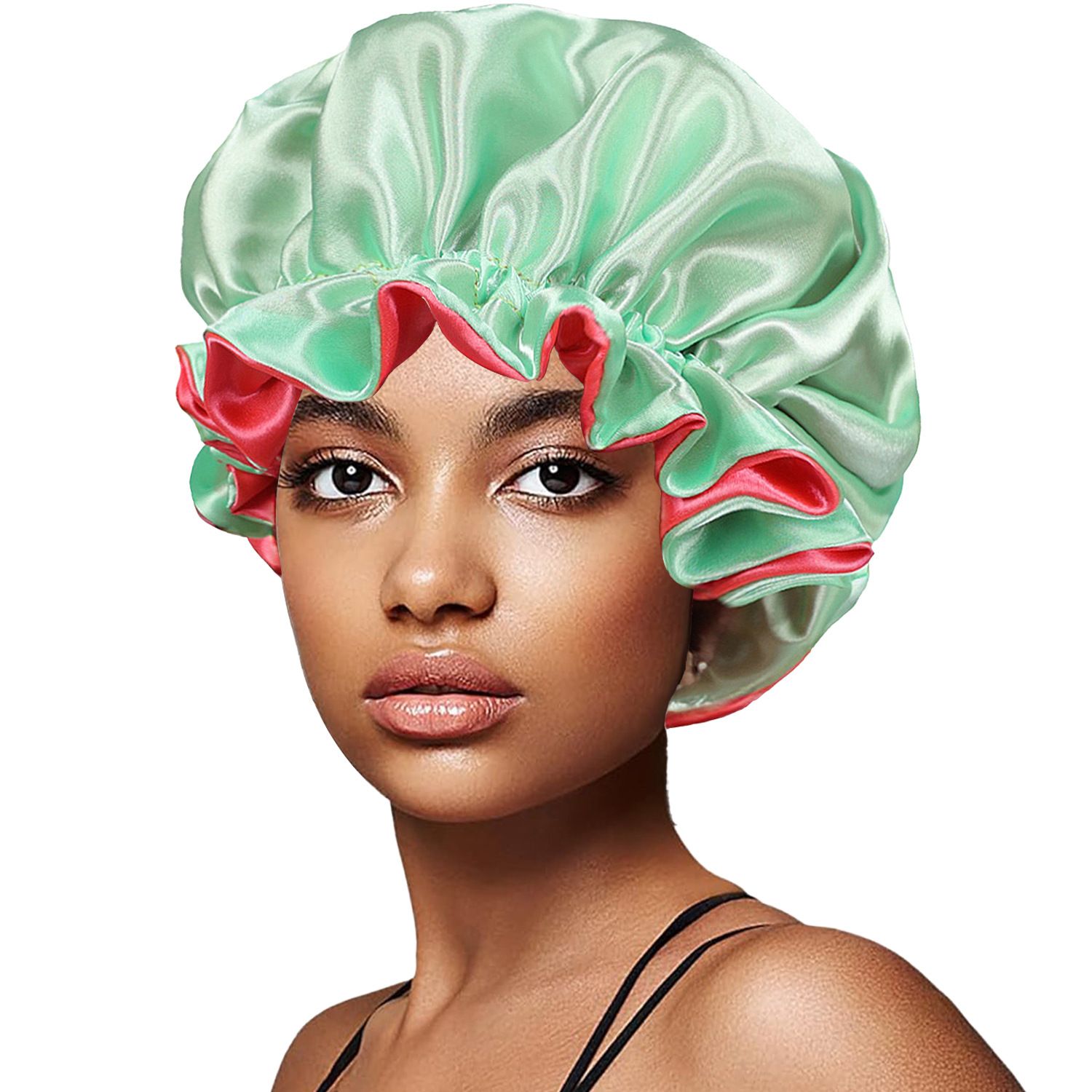 Hair Bonnet for Sleeping, Night Cap with Adjustable Clip, Reversible Hair Bonnet for Women, Silk Satin Bonnet