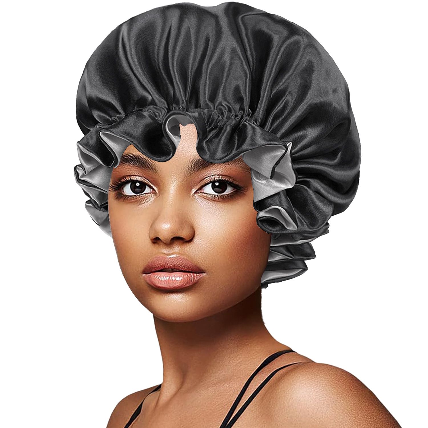 Hair Bonnet for Sleeping, Night Cap with Adjustable Clip, Reversible Hair Bonnet for Women, Silk Satin Bonnet