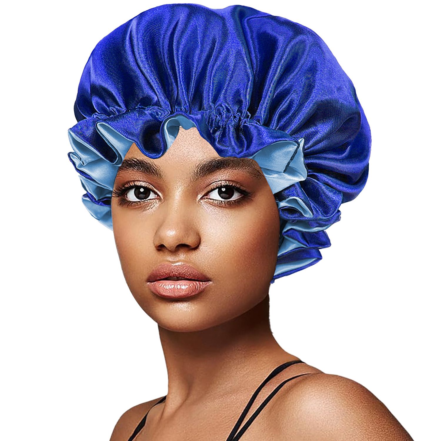 Hair Bonnet for Sleeping, Night Cap with Adjustable Clip, Reversible Hair Bonnet for Women, Silk Satin Bonnet