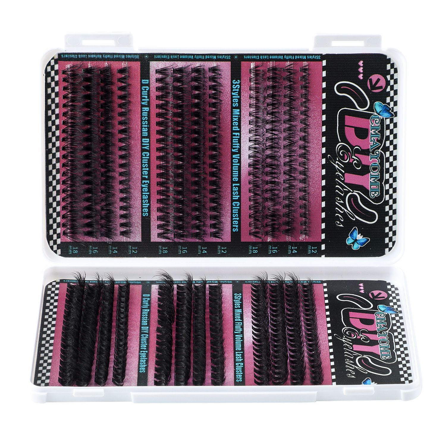 Fluffy Lash Clusters Thick 80/100D Volume Eyelash Clusters 10-20mm Wispy Individual Lashes D Curl Cluster Eyelash Extensions DIY Lash Extension for Beginner