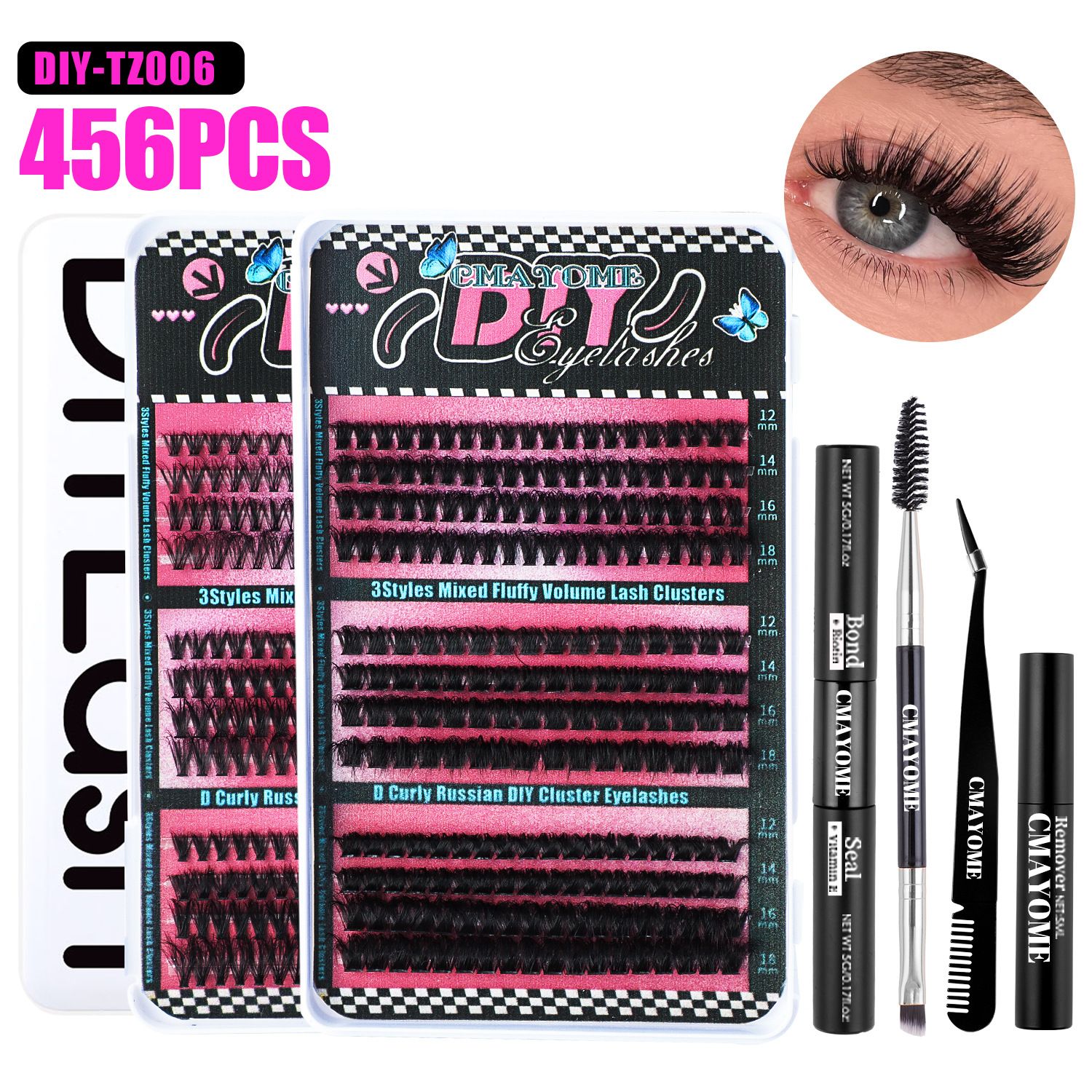 Fluffy Lash Clusters Thick 80/100D Volume Eyelash Clusters 10-20mm Wispy Individual Lashes D Curl Cluster Eyelash Extensions DIY Lash Extension for Beginner