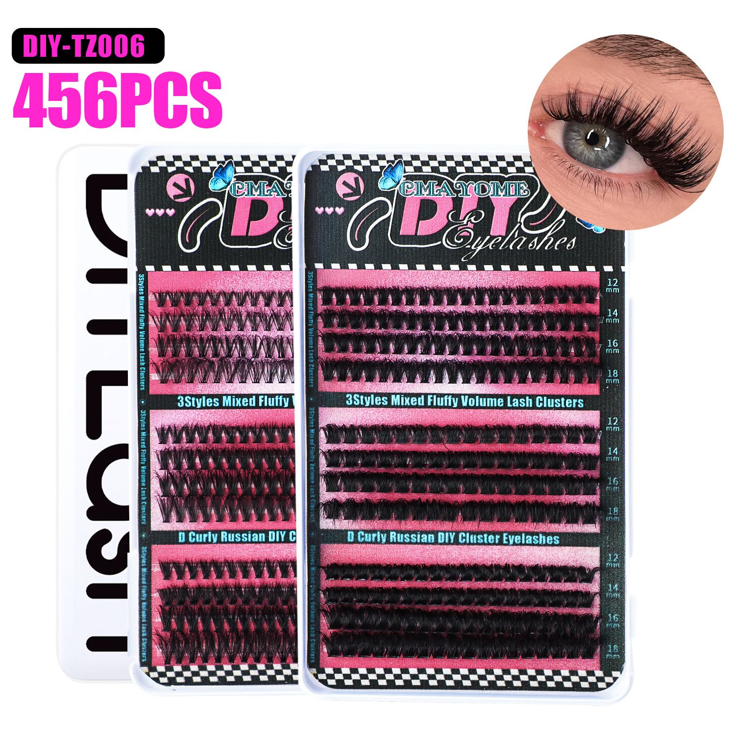 Fluffy Lash Clusters Thick 80/100D Volume Eyelash Clusters 10-20mm Wispy Individual Lashes D Curl Cluster Eyelash Extensions DIY Lash Extension for Beginner