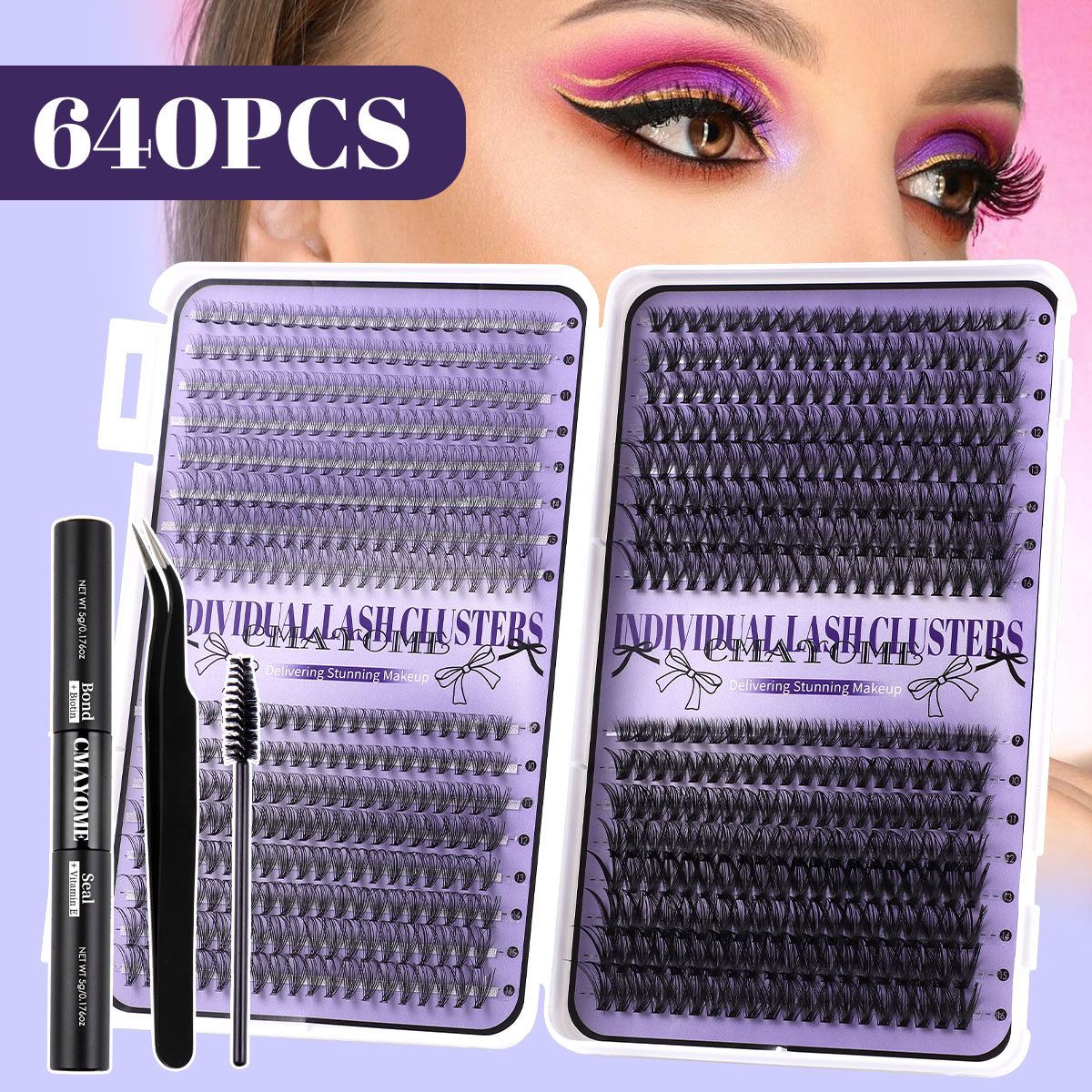 640 Cluster Segmented False Eyelashes Book 9-16mm Mixed Length D Warping Natural Daily Eyelashes Diy Segmented False Eyelash Set, Large Capacity Dense Single Cluster Of False Eyelashes（50d/60d/100d)