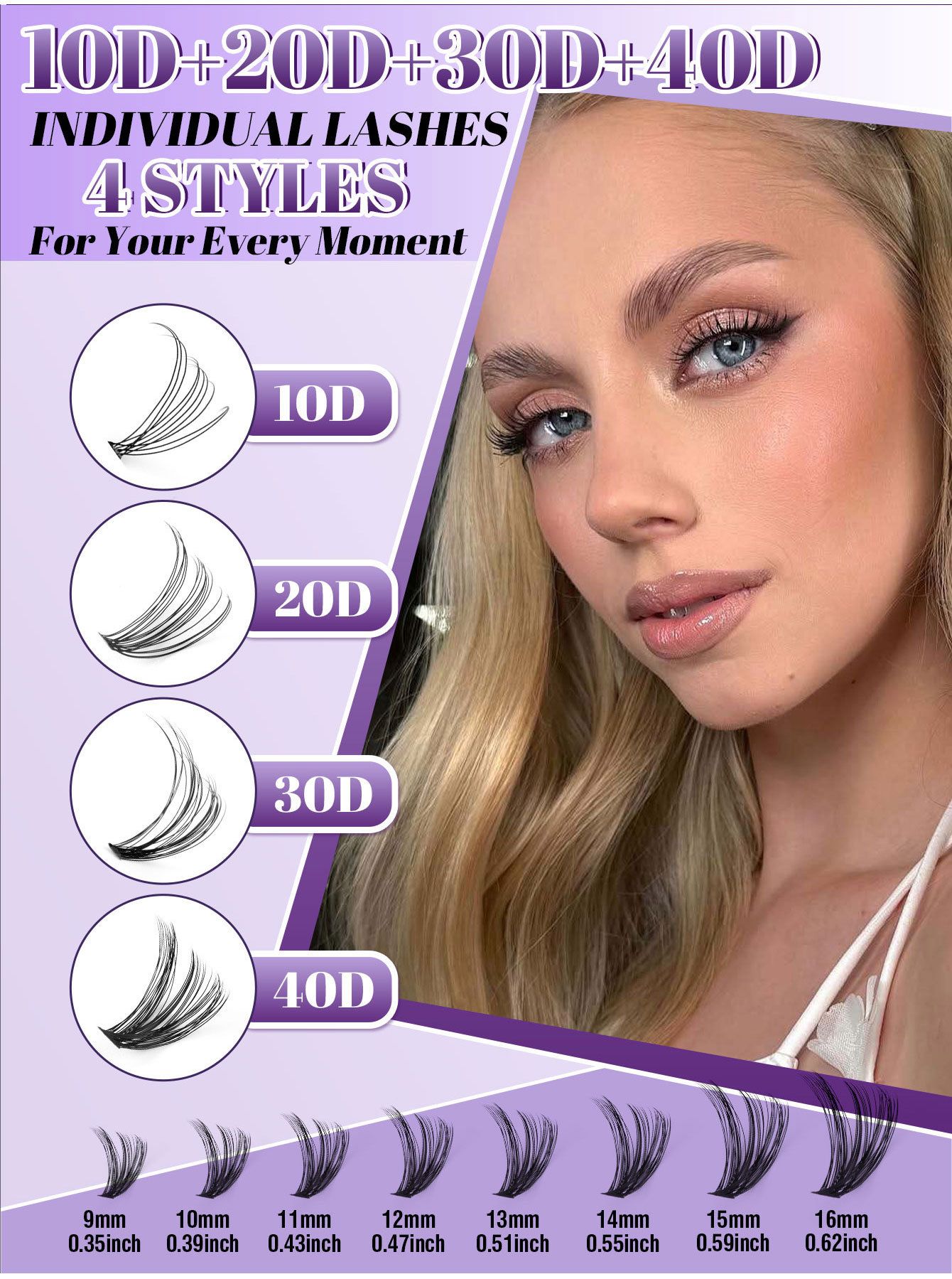 640 Cluster Segmented False Eyelashes Book 9-16mm Mixed Length D Warping Natural Daily Eyelashes Diy Segmented False Eyelash Set, Large Capacity Dense Single Cluster Of False Eyelashes（50d/60d/100d)