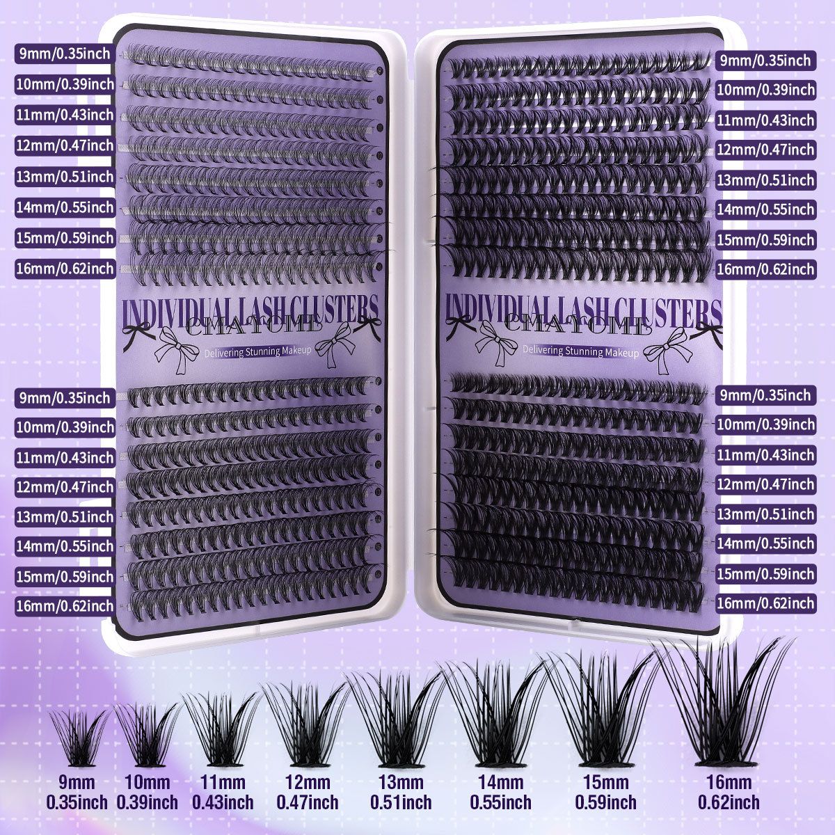 640 Cluster Segmented False Eyelashes Book 9-16mm Mixed Length D Warping Natural Daily Eyelashes Diy Segmented False Eyelash Set, Large Capacity Dense Single Cluster Of False Eyelashes（50d/60d/100d)