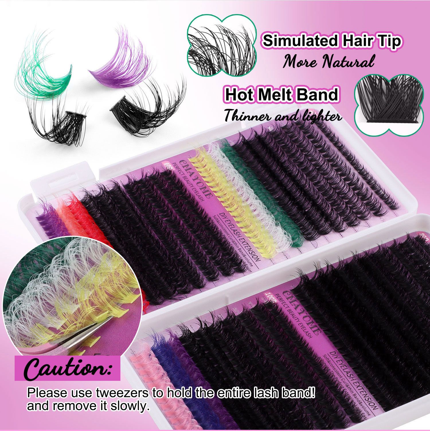 Lash Clusters Color, 780Pcs Fluffy Colored Lash Clusters with D-Curl Eyelashes Volume, DIY Extensions Kit for Home Salon & Waterproof Wear
