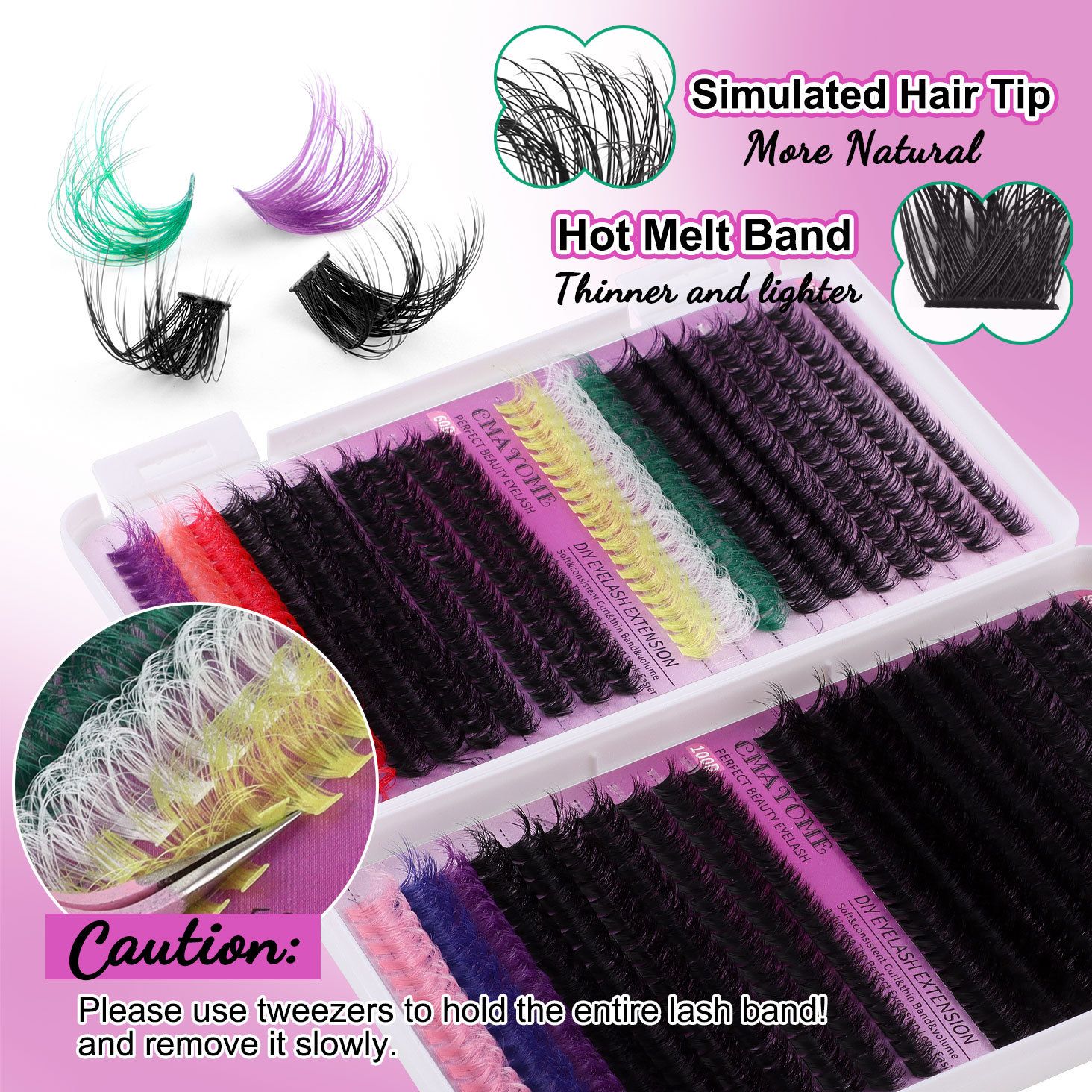 Lash Clusters Color, 780Pcs Fluffy Colored Lash Clusters with D-Curl Eyelashes Volume, DIY Extensions Kit for Home Salon & Waterproof Wear