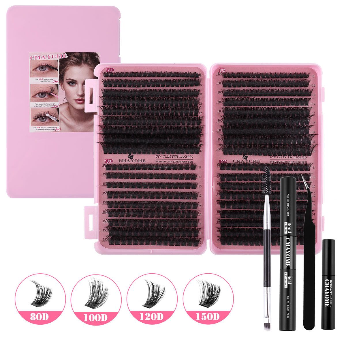 DIY Eyelash Extension Set D 621 Cluster Single Cluster False Eyelash 120D/150D Thick Eyelash Book DIY segmented eyelash false eyelash D curve natural thick curl 30D80D single tufted with tools